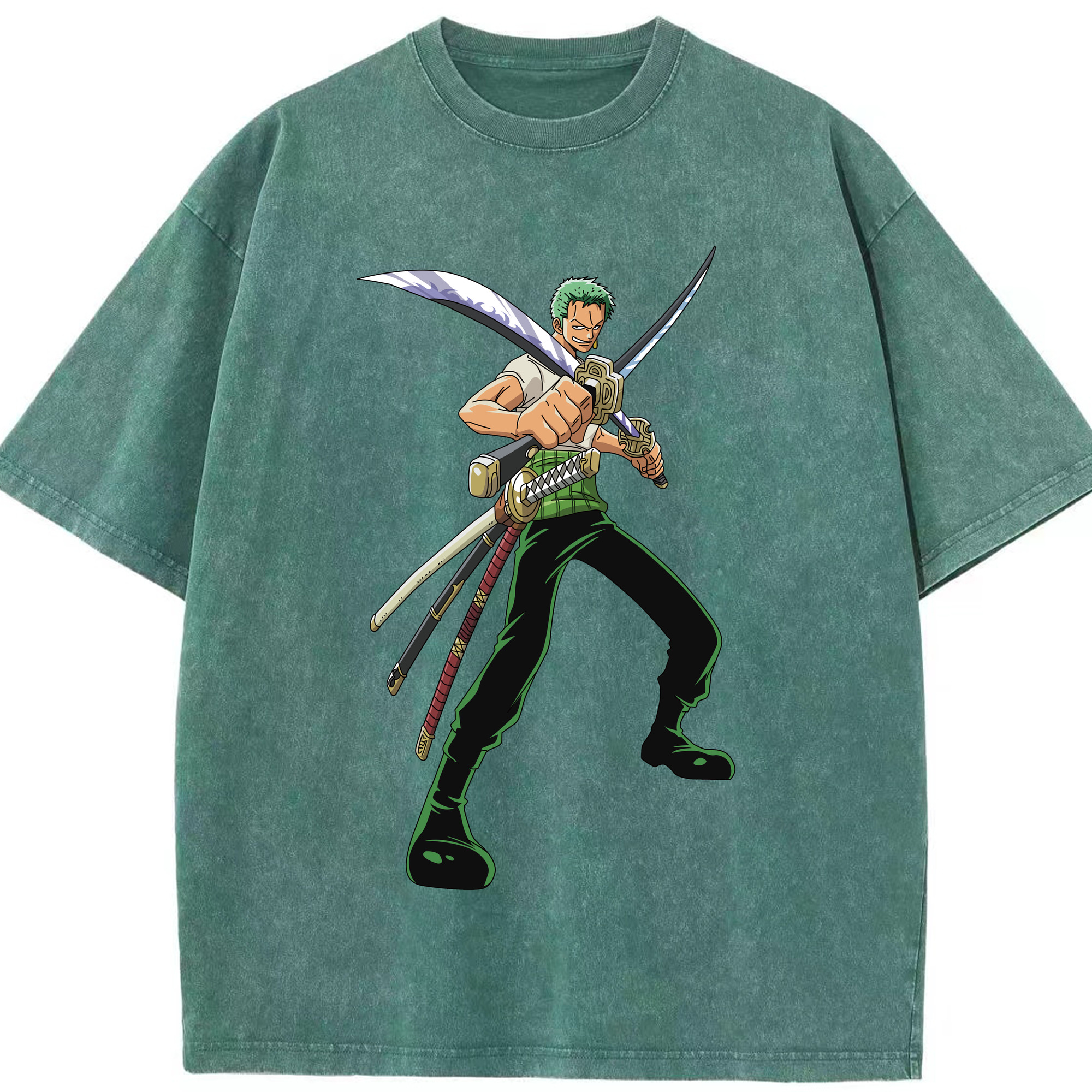 ワンピース ロロノア・ゾロ ONE PIECE Roronoa Zoro 綿100% ヴィンテージ風 半袖Tシャツ（フロントプリント）
